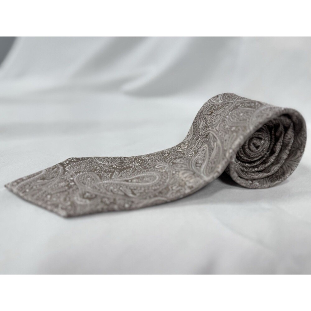 Croft & Barrow 100% Silk Paisley Tie, Silver Gray Jacquard Pointed One Size